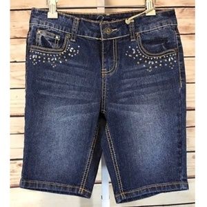 Girls Embellished Denim Bermuda Shorts Size 12